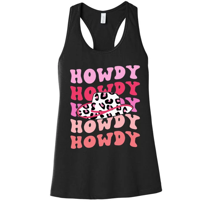 football howdy rodeo western hat sourn cowgirl Women's Racerback Tank