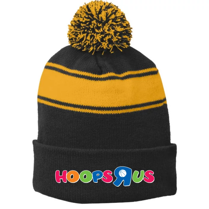 Funny Hoops R Us Basketball Fan Stripe Pom Pom Beanie