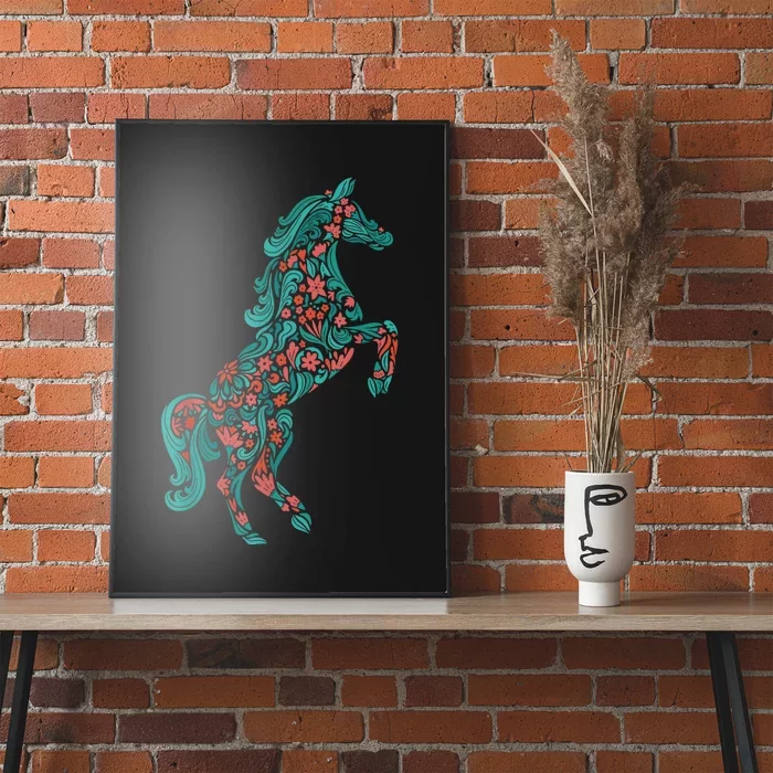 Floral Horse Riding Horse Lover Women Girls Gifts Poster