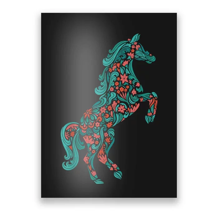 Floral Horse Riding Horse Lover Women Girls Gifts Poster