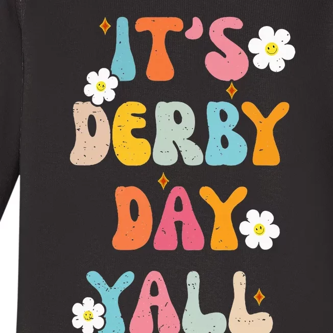 Funny Horse Racing Groovy ItS Derby Day Yall Ky Derby Horse Baby Long Sleeve Bodysuit