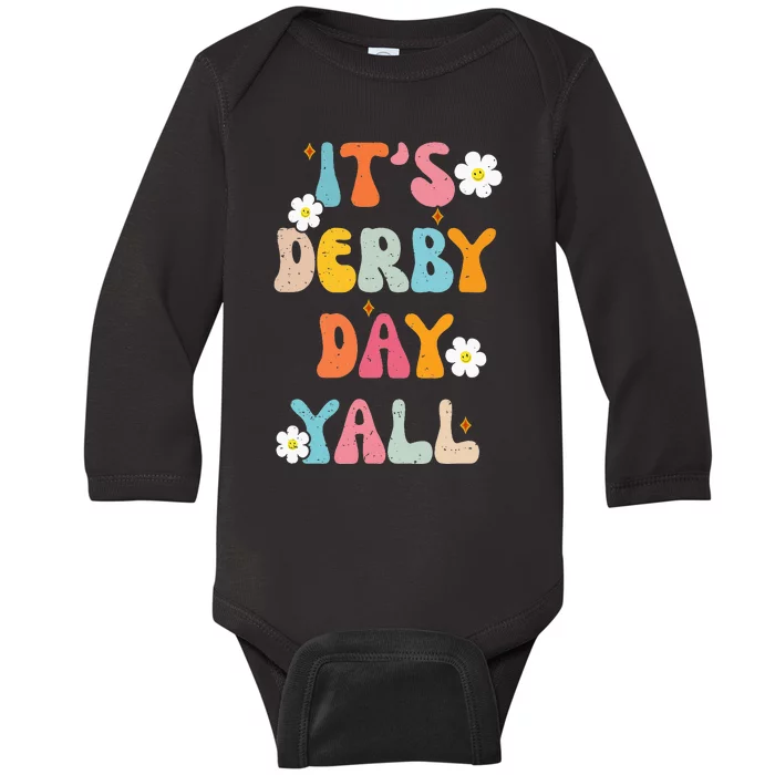 Funny Horse Racing Groovy ItS Derby Day Yall Ky Derby Horse Baby Long Sleeve Bodysuit