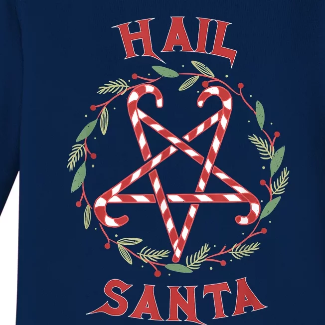 Funny Hail Santa Christmas Shirt Krampus Clothing Xmas Hail Santa Baby Long Sleeve Bodysuit