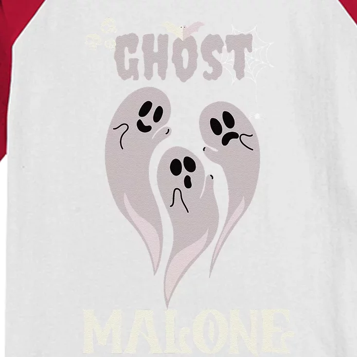 Funny Halloween Spooky Season Fall Season Cute Ghost Malone Kids Colorblock Raglan Jersey