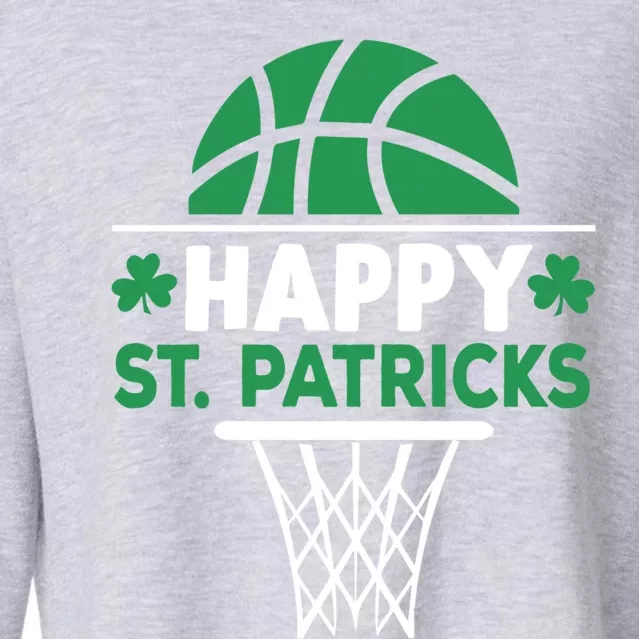 Funny Happy St Patricks Day Shamrock Basketball Meaningful Gift Cropped Pullover Crew