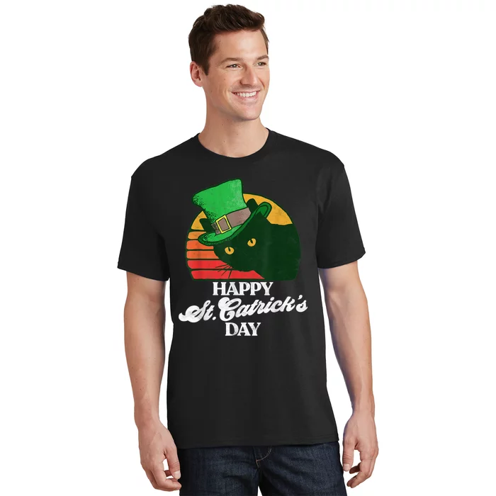 Funny Happy St CatrickS Day 80S St Patricks Cat Retro T-Shirt