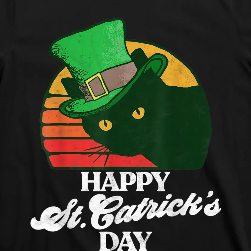 Funny Happy St CatrickS Day 80S St Patricks Cat Retro T-Shirt