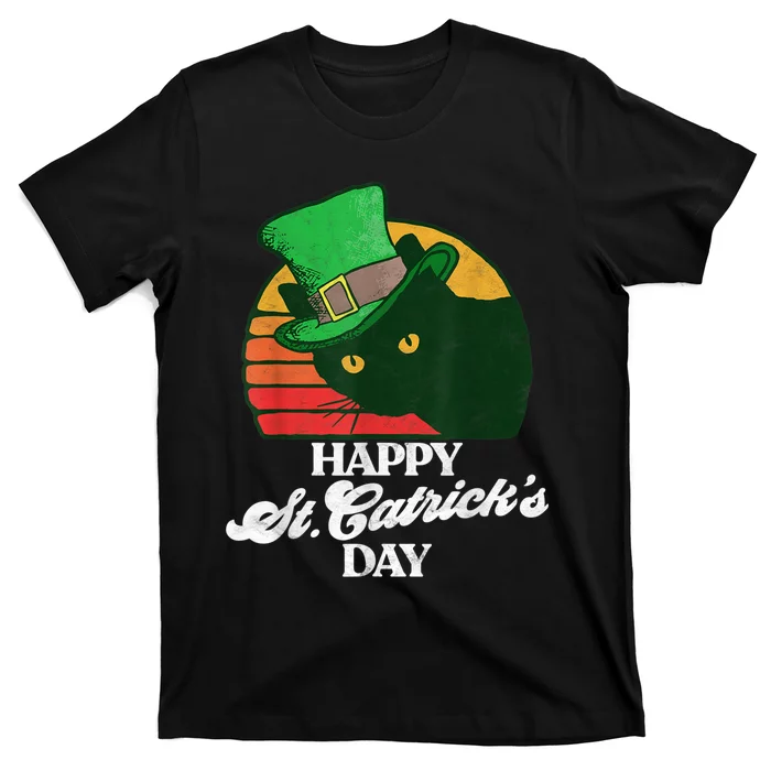 Funny Happy St CatrickS Day 80S St Patricks Cat Retro T-Shirt