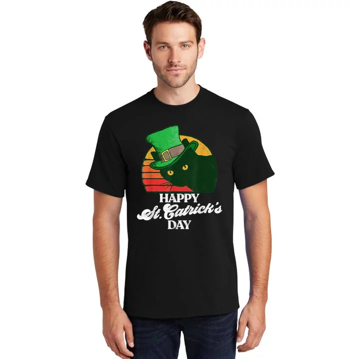 Funny Happy St CatrickS Day 80S St Patricks Cat Retro Tall T-Shirt