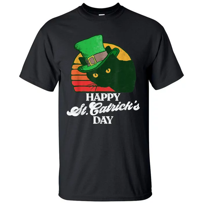 Funny Happy St CatrickS Day 80S St Patricks Cat Retro Tall T-Shirt