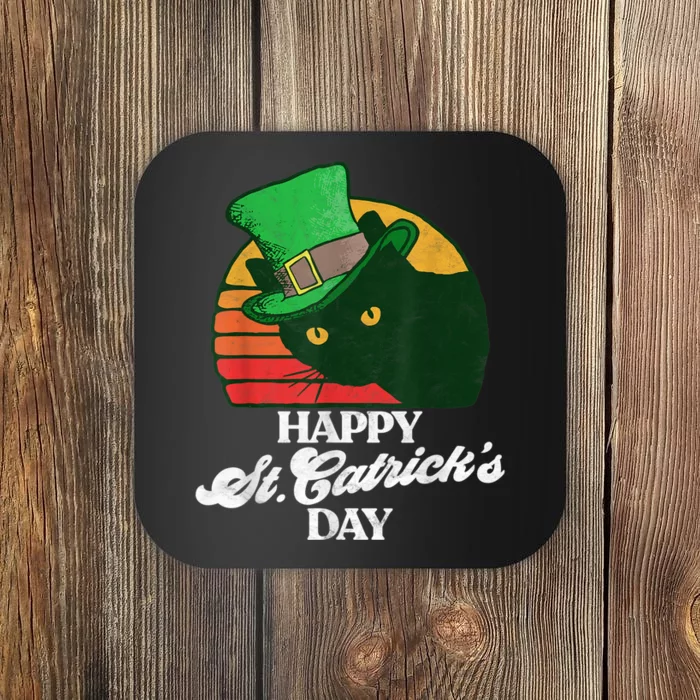 Funny Happy St CatrickS Day 80S St Patricks Cat Retro Coaster