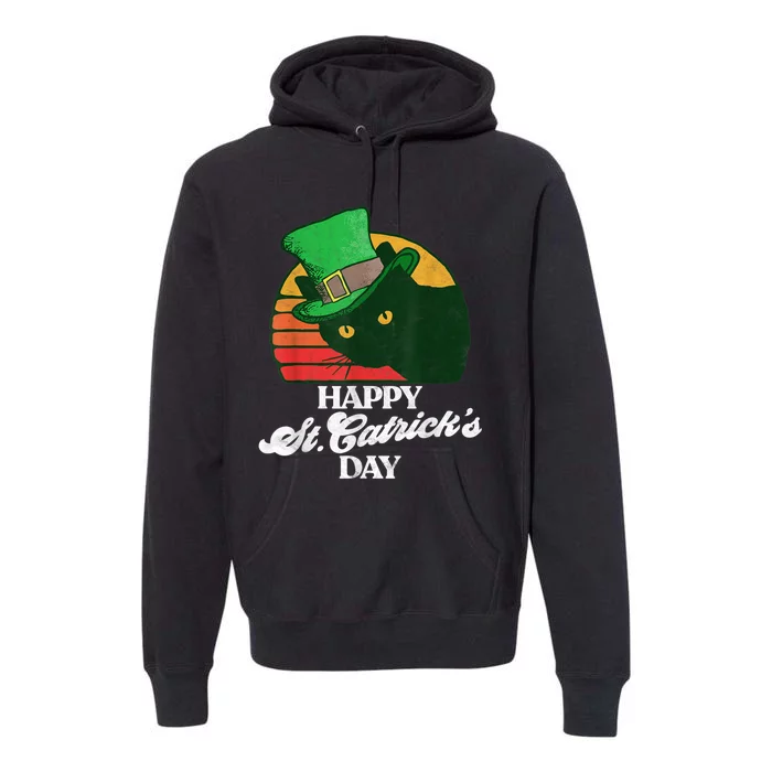 Funny Happy St CatrickS Day 80S St Patricks Cat Retro Premium Hoodie