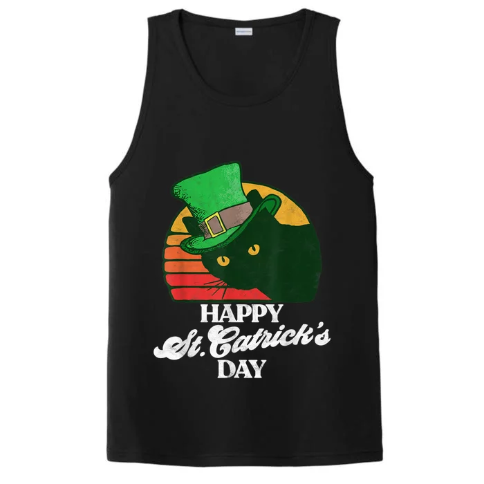 Funny Happy St CatrickS Day 80S St Patricks Cat Retro Performance Tank