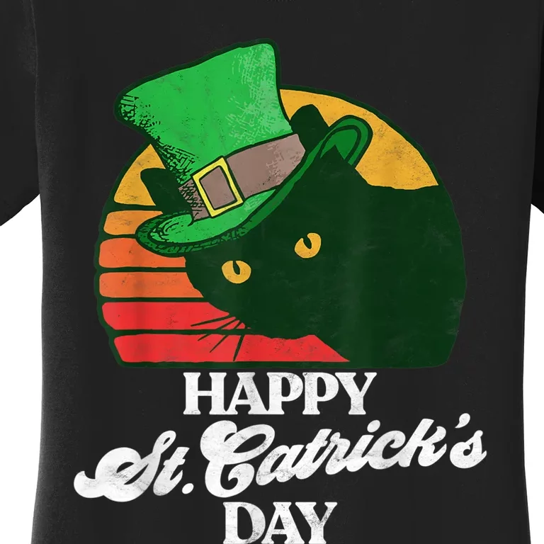 Funny Happy St CatrickS Day 80S St Patricks Cat Retro Women's T-Shirt