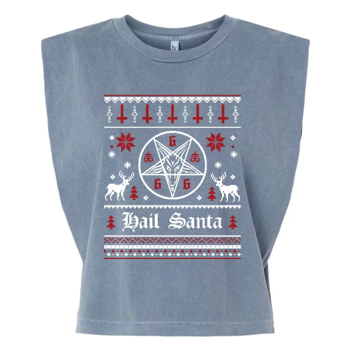 Funny Hail Santa Christmas Shirt Krampus Clothing Xmas Hail Santa Garment-Dyed Women's Muscle Tee