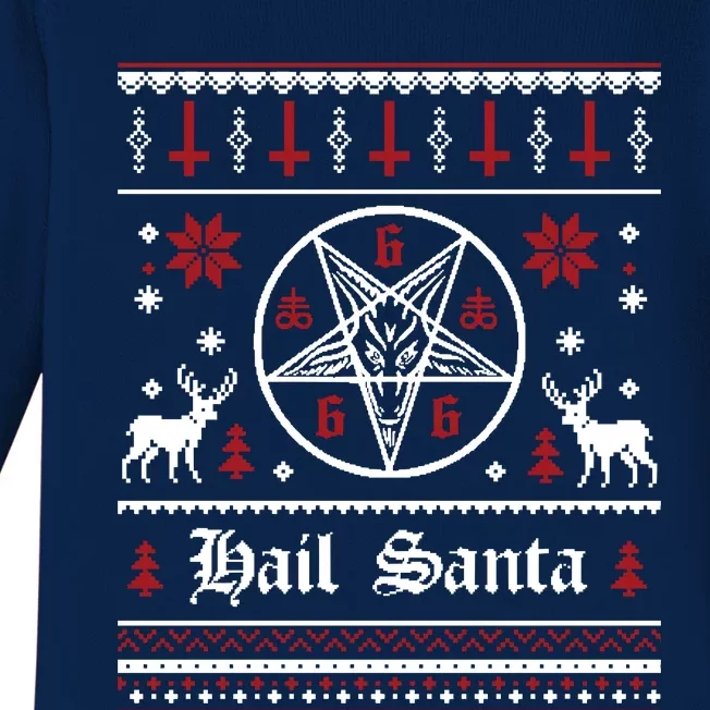 Funny Hail Santa Christmas Shirt Krampus Clothing Xmas Hail Santa Baby Long Sleeve Bodysuit