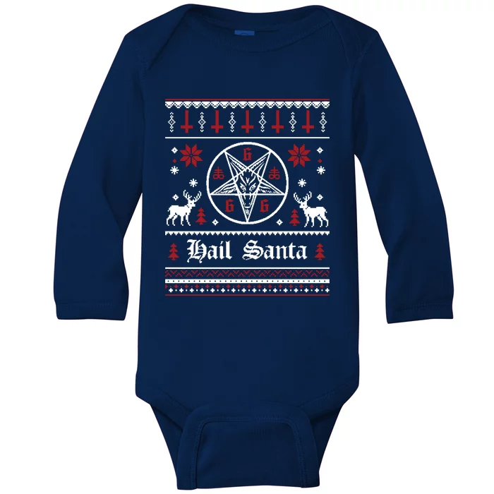 Funny Hail Santa Christmas Shirt Krampus Clothing Xmas Hail Santa Baby Long Sleeve Bodysuit