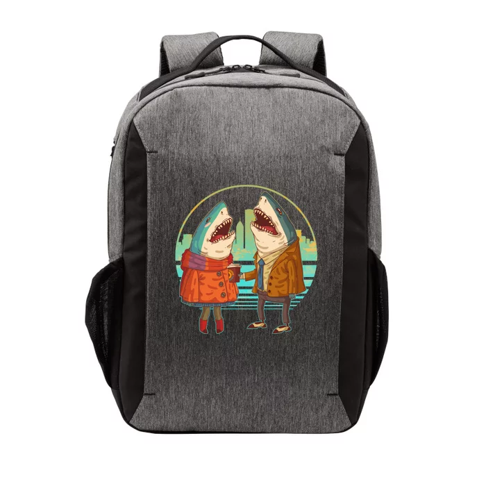 Funny Hipster Shark Couple Vector Backpack