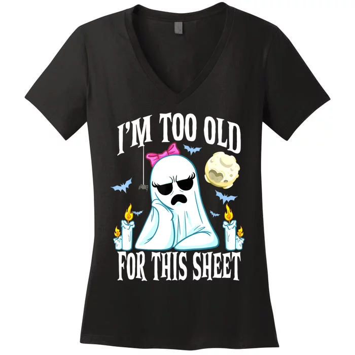 Funny Halloween Shirts For Ghost Face Costume Adult Women's V-Neck T-Shirt