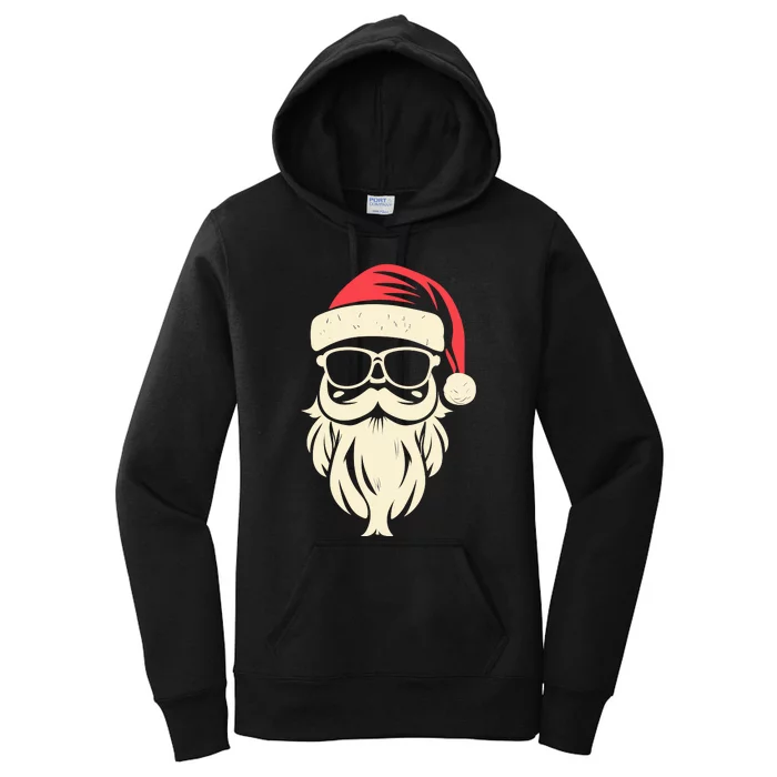 Funny Hipster Santa Beard Sunglasses And Red Hat Christmas Women's Pullover Hoodie