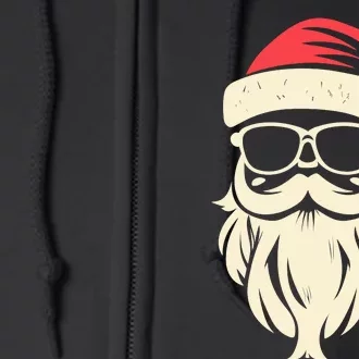 Funny Hipster Santa Beard Sunglasses And Red Hat Christmas Full Zip Hoodie