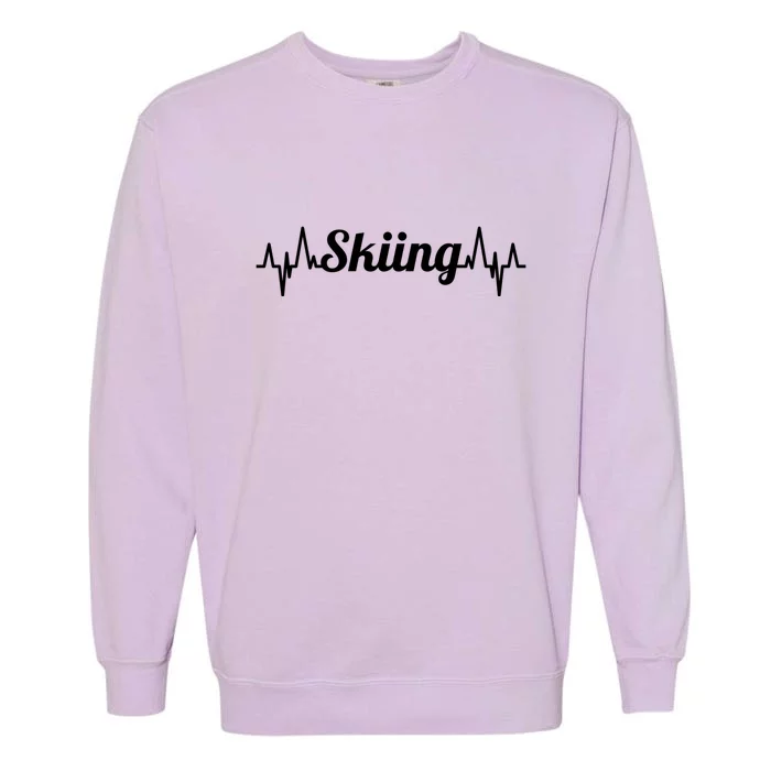 Funny Heartbeat Skiing Skier Gift For Skiers Garment-Dyed Sweatshirt