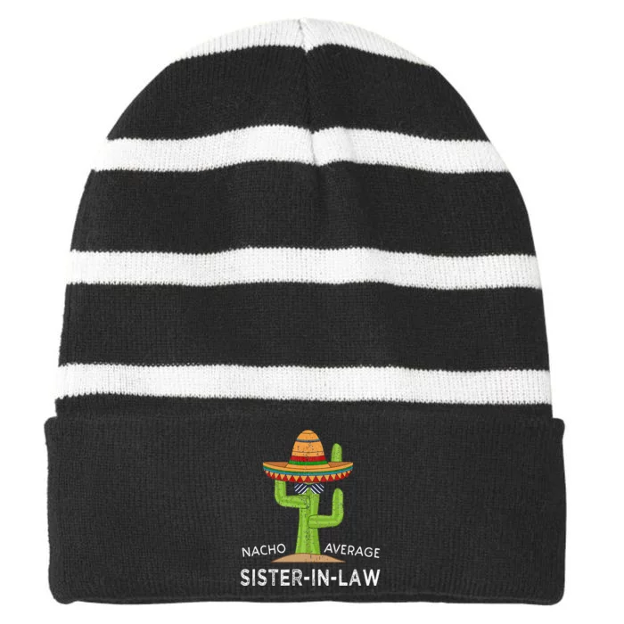 Fun Hilarious Saying Funny SisterInLaw Striped Beanie with Solid Band