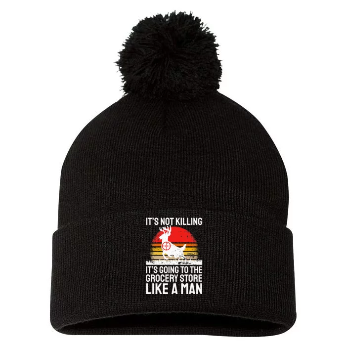 Funny Hunting Saying Deer Hunter I Grocery Store Pom Pom 12in Knit Beanie