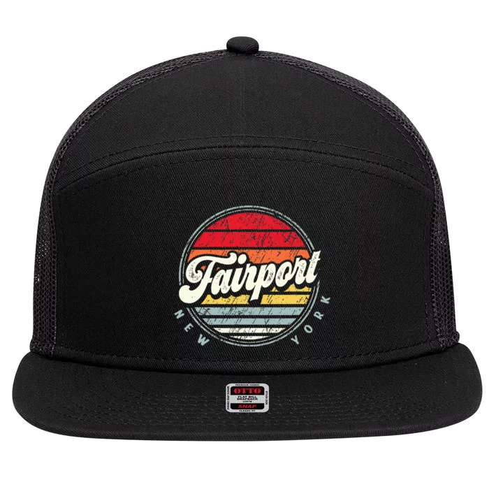 Fairport Home State Cool 70s Style Sunset 7 Panel Mesh Trucker Snapback Hat