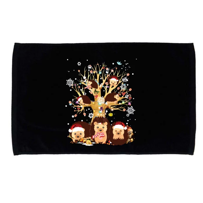 Funny Hedgehogs Santa Hat Christmas Tree Ornament Decor Gift Microfiber Hand Towel