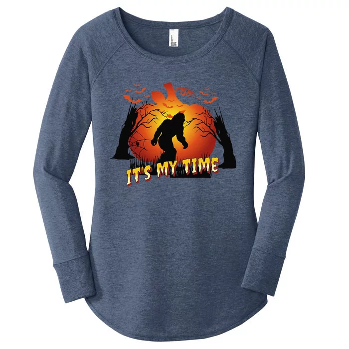 Funny Halloween Sasquatch Bigfoot Yeti Lover Its My Time Women's Perfect Tri Tunic Long Sleeve Shirt