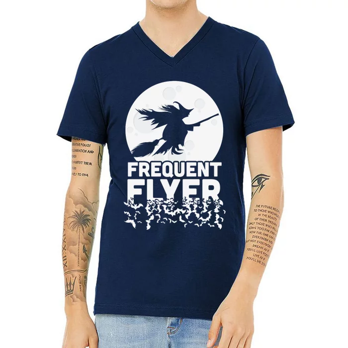 Funny Halloween Shirts, Perfect Halloween Frequent Flyer Witch V-Neck T-Shirt