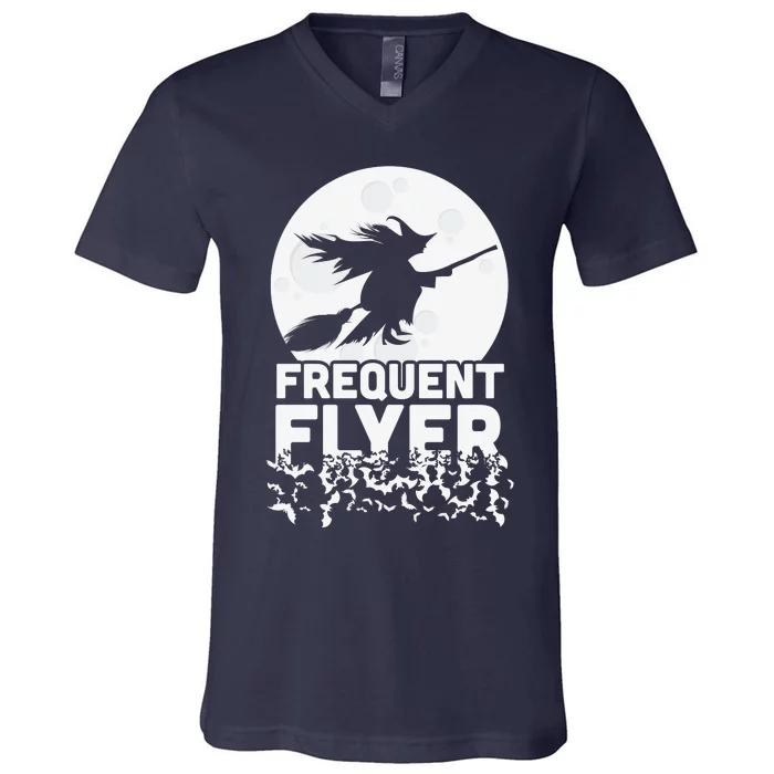 Funny Halloween Shirts, Perfect Halloween Frequent Flyer Witch V-Neck T-Shirt