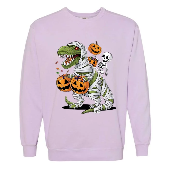 Funny Halloween Skeleton Dinosaur Mummy Trex Hallowen Meaningful Gift Garment-Dyed Sweatshirt