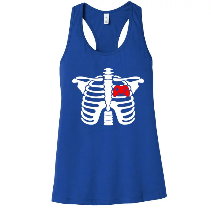 Funny Halloween Skeleton Gaming Video Gamer Gift Women's Racerback Tank