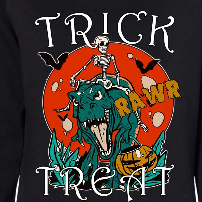 Funny Halloween Skeleton Dino Trick Rawr Treat TRex Cool Gift Womens California Wash Sweatshirt