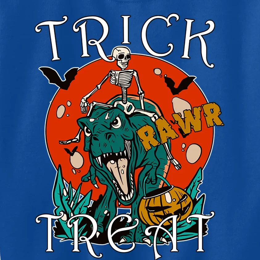 Funny Halloween Skeleton Dino Trick Rawr Treat TRex Cool Gift Kids Sweatshirt