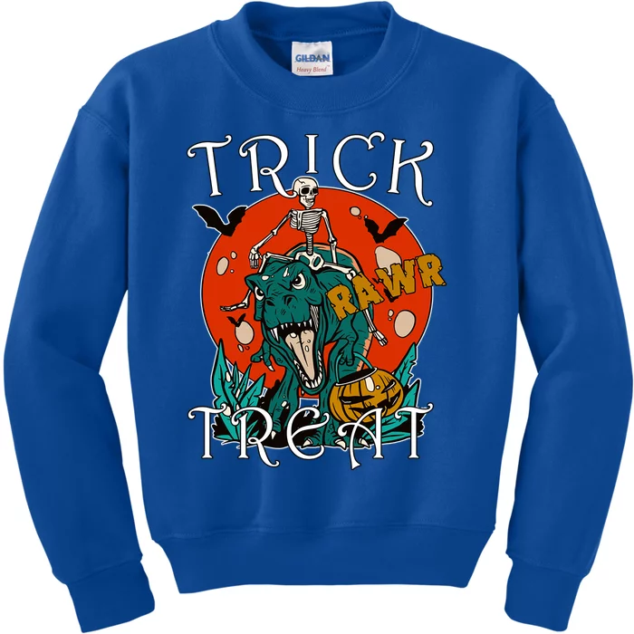 Funny Halloween Skeleton Dino Trick Rawr Treat TRex Cool Gift Kids Sweatshirt