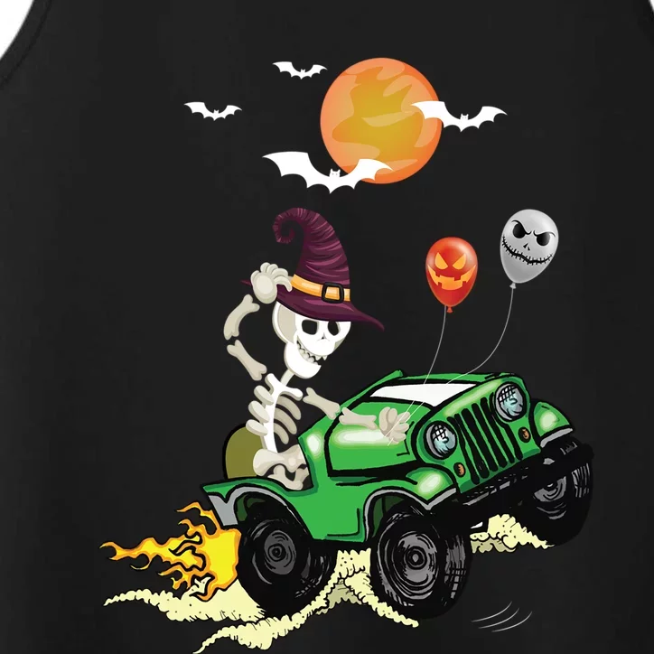 Funny Halloween Skeleton MonsterTruck Meaningful Gift Performance Tank