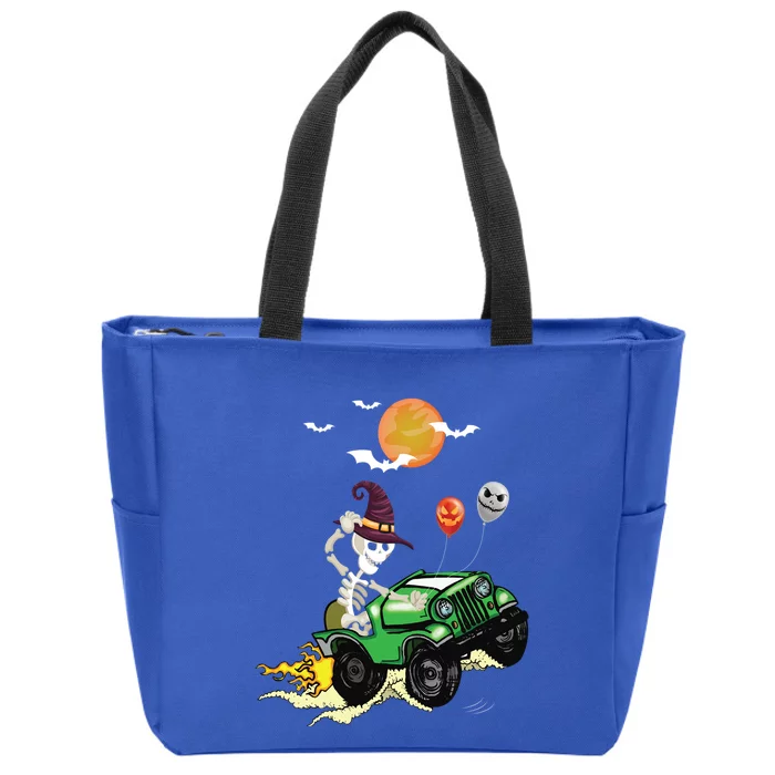 Funny Halloween Skeleton MonsterTruck Meaningful Gift Zip Tote Bag