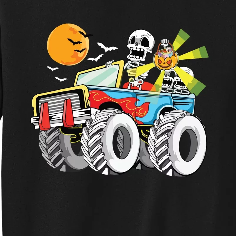 Funny Halloween Skeleton MonsterTruck Kids Boy Tall Sweatshirt