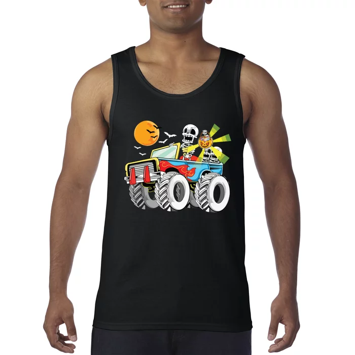 Funny Halloween Skeleton MonsterTruck Kids Boy Tank Top