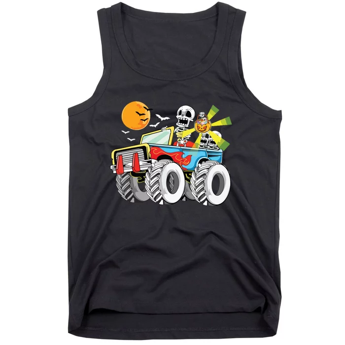 Funny Halloween Skeleton MonsterTruck Kids Boy Tank Top