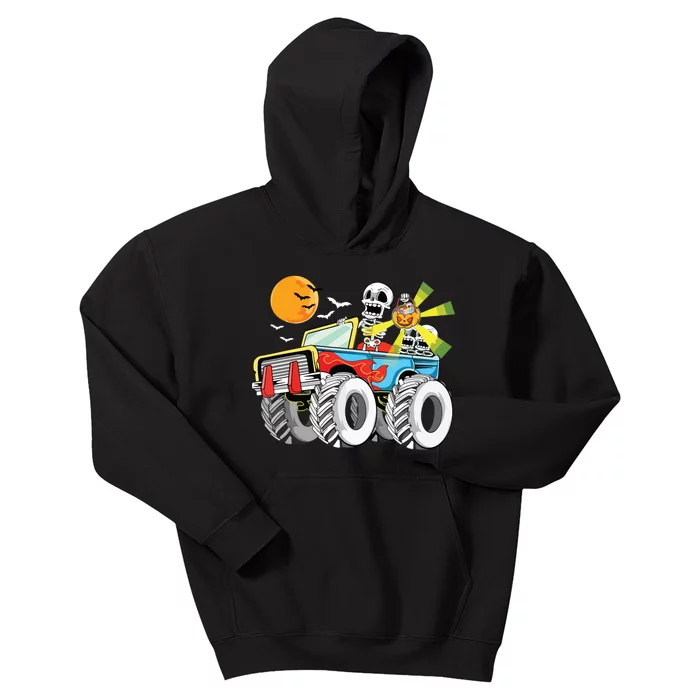 Funny Halloween Skeleton MonsterTruck Kids Boy Kids Hoodie