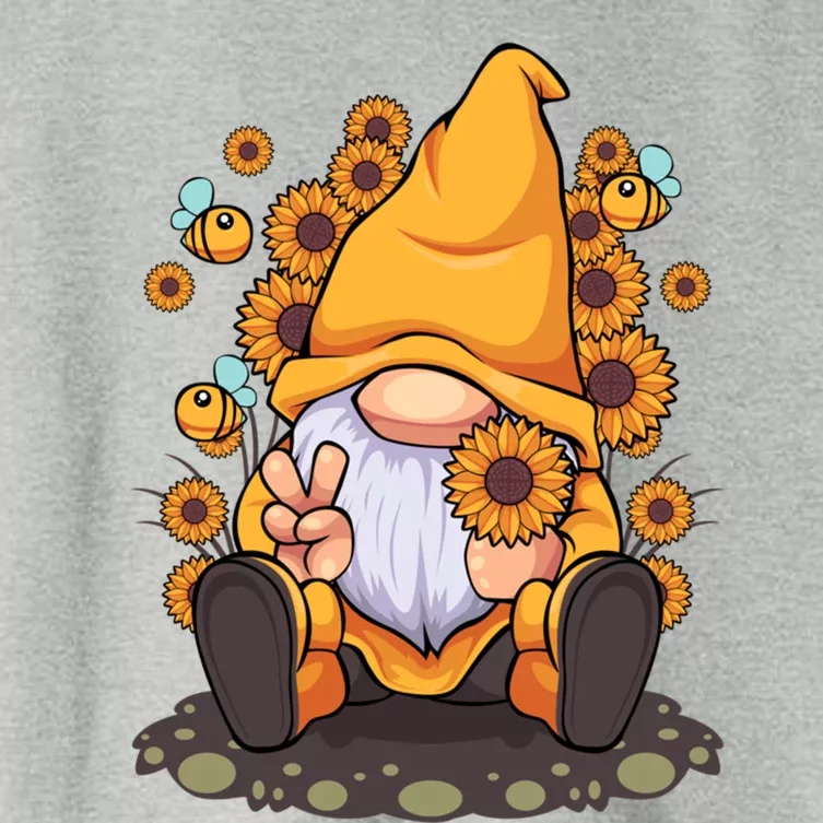 Funny Hippie Sunflower Gnome With Bee Flower Summer Design Gift Women's Crop Top Tee