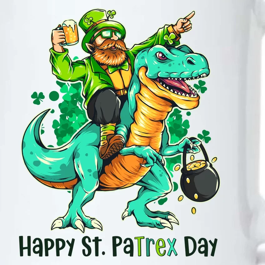 Funny Happy St. PaTREX Day Leprechaun Riding Trex Dinosaur Black Color Changing Mug