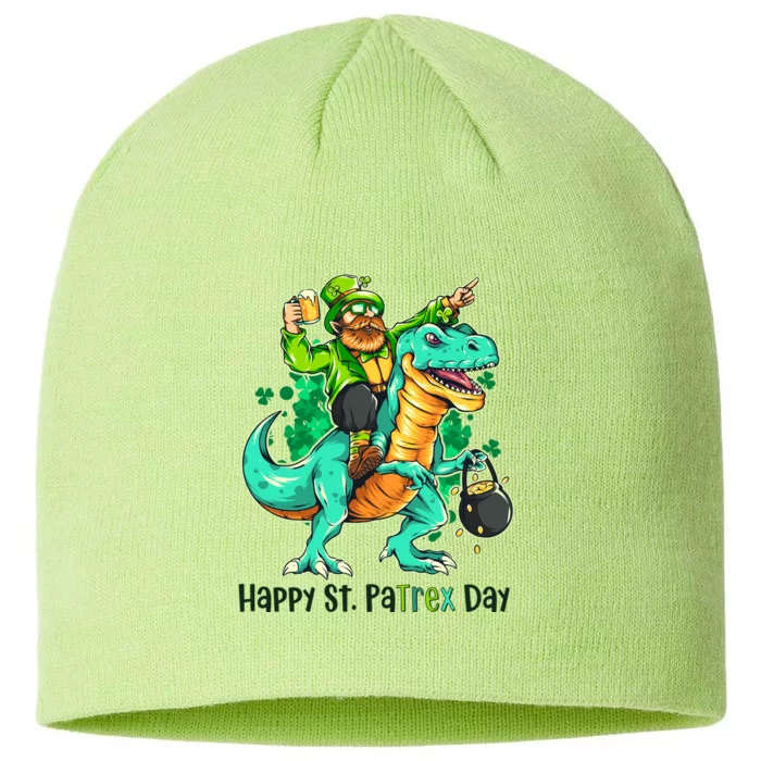 Funny Happy St. PaTREX Day Leprechaun Riding Trex Dinosaur 8 1/2in Sustainable Knit Beanie