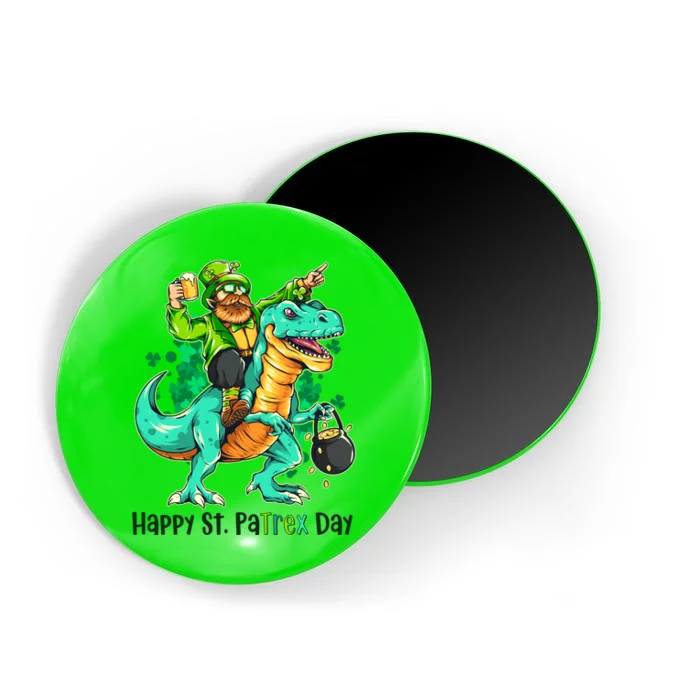 Funny Happy St. PaTREX Day Leprechaun Riding Trex Dinosaur Magnet