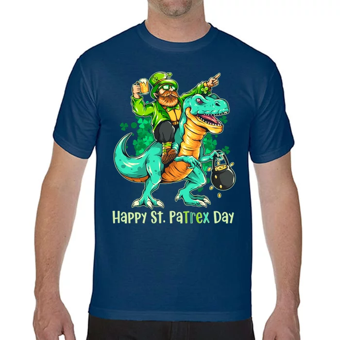 Funny Happy St. PaTREX Day Leprechaun Riding Trex Dinosaur Comfort Colors T-Shirt