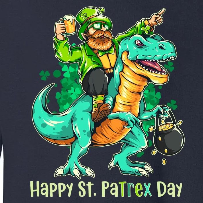 Funny Happy St. PaTREX Day Leprechaun Riding Trex Dinosaur Toddler Sweatshirt